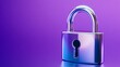 © Paul - Digital security padlock concept on vibrant purple gradient background with copy space