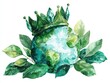 © Paul - Eco Friendly Globe Wearing Leafy Green Crown Celebrating World Environment Day on White Background