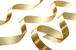 © SnapVault - Multiple flowing golden ribbons. Abstract decorative background with festive textured fabric streamers. Luxury shimmering elements for celebration or holiday.
