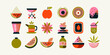 © iamguru - Set of different smoothie ingredients and tools colorful icons. Flat images isolated on white background. Vector illustration.