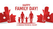 © Guaripuna - Family Day Celebration in Canada: A cheerful depiction of a family of four, framed by vibrant Canadian flags, heralds the joy of Family Day in a provincial Canadian celebration.