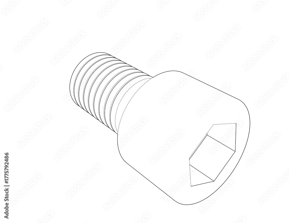 Detailed Wireframe Vector Outline, Technical Diagram of a Socket Head ...