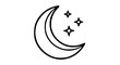© Myzz Jue - a single clean vector icon of a crescent moon with small spark stars beside it.
