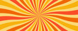 © Anastasiia Hevko - Groovy swirl pattern with retro starburst and psychedelic sunburst for 70s background. Orange, red and yellow wavy radial stripes background. Explosion or surprise manga style effect.
