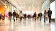 © Generative AI - Blurred Motion of People Walking in Shopping Mall, Abstract Defocused Background for Commercial Use