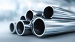 © Generative AI - Stack of Metal Pipes: Close-up of Industrial Tubing for Construction and Manufacturing Applications