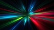 © Generative AI - Dynamic Colorful Light Streaks Radiating from Center on a Black Background, Abstract Speed Motion