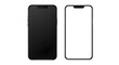 © Shameem - Two modern smartphones with blank screens isolated on white background