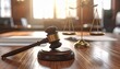 © aulia - Symbolic depiction of legal justice, featuring gavel and scales on a wooden table