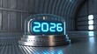 © Monjurul - Futuristic digital clock displays the year 2026 in a sci fi setting