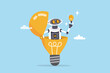 © Nuthawut - Innovation or AI technology fore creative thinking idea, cognitive learning Artificial Intelligence brain, automation development, robot with AI chip open lightbulb discover new innovative idea.
