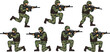 © mrvect02 - Collection of diverse soldier poses in combat ready stances with rifles illustrated graphics isolated on transparent background