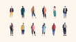 © Fajar - Diverse minimalist people characters vector set. Flat design illustration of modern men and women in various casual outfits.