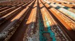 © Taaz - Close up of weathered corrugated metal roof with strong sunlight casting dramatic shadows