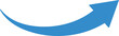 © Design LL - Blue curved arrow pointing upwards on white background