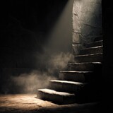 Dark Stairway Leading Upward in a Mysterious Setting.