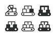 © Coosh448 - Industrial Logo Designs. Material handling at industrial sites. Set Logo of Material handling at industrial sites: Conveyor belt with boxes. Icon