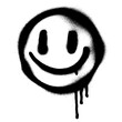 © kadiran - Happy Smiley Face Graffiti with Closed Eyes Spray Paint.