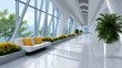 © kardaska - Modern architecture hallway with nature view and white sofa