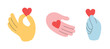 © Yaryna - Set of hands holding hearts. Doodle style. Love, care and empathy concept.