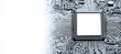 © Hero Design - Computer microchip copy space background. Generative AI technology.