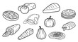 © Rafael - Collection of food item line drawings, perfect for menu design or culinary illustrations