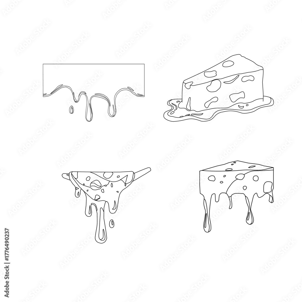 Dripping Vector Food Melting cheese slice dripping. Gooey tasty dairy topping. Cheddar ...