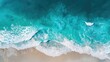© TommyNa - Aerial view of turquoise ocean waves gently crashing on soft sandy beach, capturing vivid sea colors and relaxing tropical vibes, ideal for travel ads, nature banners, and summer backgrounds