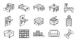 © Mang - furniture line drawing icons set bed table sofa chair bookshelf and cabinet for minimalist home decor and interior design projects linear style