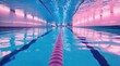 © Iyan - Underwater view of a swimming pool lane, vibrant pink and blue lights