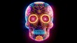 © Johannes - sugar skull in neon light for day of the dead celebrations created with generative ai technology