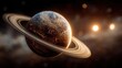 © Habibur614 - Majestic ringed planet glows with internal light against a cosmic backdrop, evoking wonder and exploration