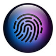 © Ilias - Glass Round Fingerprint Button icon with Blue and Purple Neon Light