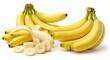 © Dece Std - Two bunches of bananas, one peeled and sliced, sit on a white surface