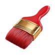© Vibu design  gallery - A vibrant 3D rendered red paintbrush with a golden ferrule and matching red bristles, perfect for art or home improvement. background removed