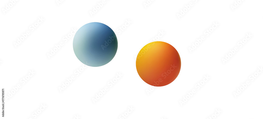 Two colored spheres against a black background