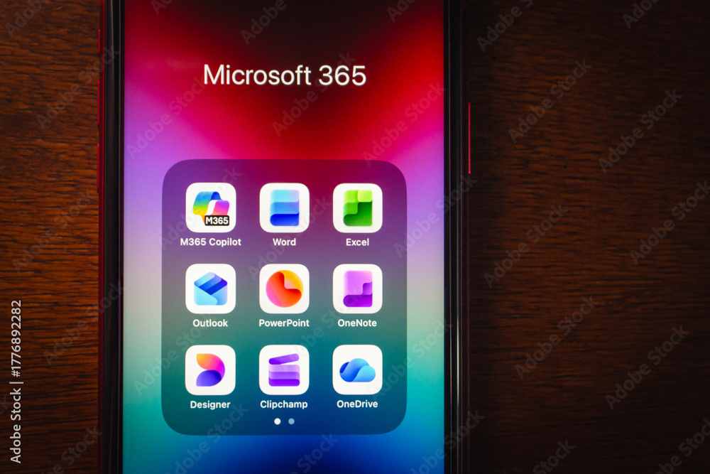 Quito, ECUADOR - Oct 28 2025 : Close-up of Microsoft 365 app folder ...