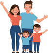 © Siasart Studio - Happy Family Parents And Children With Arms Raised Isolated White Background