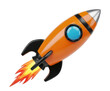 © Saim Art - Orange rocket ship launching with fire and smoke transparent background cutout png