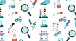 © Jin - Science Laboratory Icons Pattern Flat Design Blue Orange White