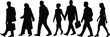 © Sihab Creatives - Silhouettes of Business Professionals Walking with Briefcases Depicting Corporate Commute, Teamwork, and Professional Lifestyle in Urban Settings