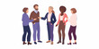 © MSTShikha - Diverse group of five people standing and talking together in a casual meeting