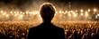 © Jiraporn - Back view of motivational speaker on stage concept. A speaker addressing an enthusiastic crowd at a night event.
