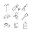 © dzulvikar - Collection of DIY and crafting tools including a hammer, pliers, and spray paint can, set against a white background