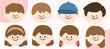 © jungmin - 귀여운 미니멀 어린이 얼굴 캐릭터 일러스트 세트