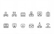 © feng - Work from home line icon set. Included icons as self quarantine, stay home, working, online, video conference, office and more. High quality