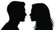 © Naseem - Silhouettes of a man and woman facing each other a illustration for design elements isolated on white background