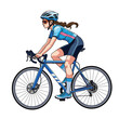 © prasetyowisnu - Illustration of a woman riding a bicycle