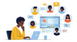 © jervinjerkaeffmason - Black Woman Working on Laptop with Team Communication.