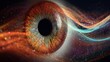 © R - The spectrum within: exploring the vibrant eye of innovation. Signal transmission. Exploring the chromatic harmony in the complexity of rainbow eyes. Data network. Digital communication.